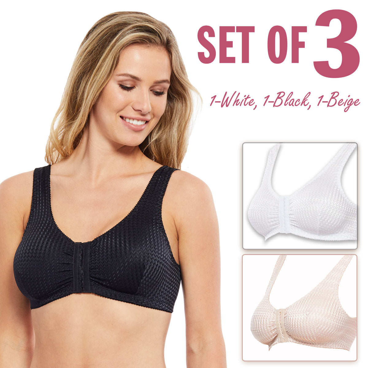 Plus-size Bra Wonderbra Plus Size Front Closure Bra - Wireless Comfort Bra With Adjustable Straps - Full Coverage Everyday Bra Lace Bra Women
