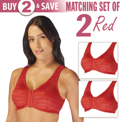 Carole Martin Full Freedom Front Closure Comfort Bra - Red