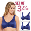 Carole Martin Full Freedom Front Closure Comfort Bra Set of 3 Blue