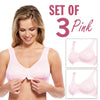 Carole Martin Full Freedom Front Closure Comfort Bra Set of 3 Pink
