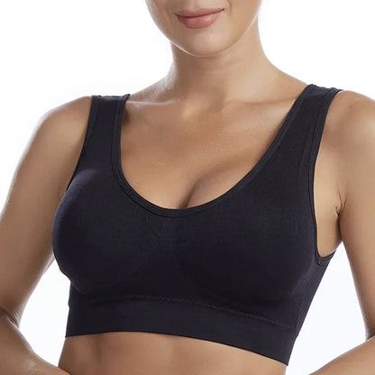 Slip-On Wireless Seamless Padded Bralette Comfort Bra - Black