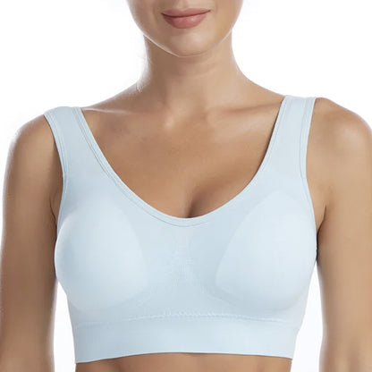 Slip-On Wireless Seamless Padded Bralette Comfort Bra - Baby Blue