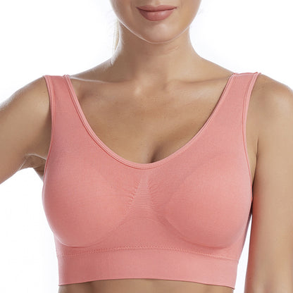 Slip-On Wireless Seamless Padded Bralette Comfort Bra - Coral