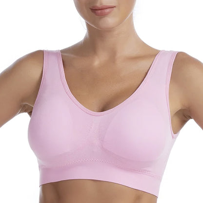 Slip-On Wireless Seamless Padded Bralette Comfort Bra - Pink