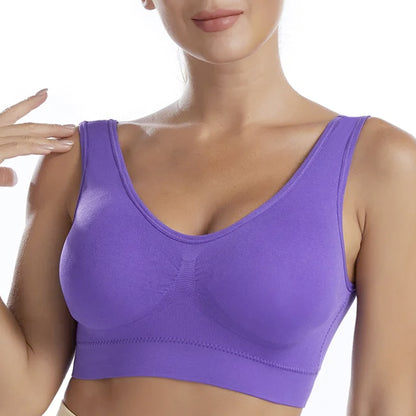 Slip-On Wireless Seamless Padded Bralette Comfort Bra - Purple