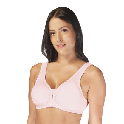 Full Freedom Cotton Bra Pink Front Closure Wirefree