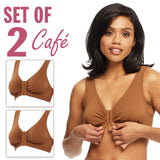 Full Freedom Cotton Bra Cafe Front Closure Wirefree Set Of 2