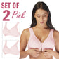 Full Freedom Cotton Bra Pink Front Closure Wirefree Set of 2