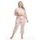 Women's Short Sleeve Top and Capri Pant Poly Suede Pajama Set