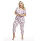 Women's Short Sleeve Top and Capri Pant Poly Suede Pajama Set