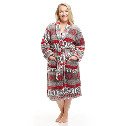 Women's Shawl Collar Full Length Soft Fleece Bath Robe