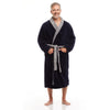 Men Bath Robe Soft Fleece Shawl Collar 2 tone Blue Grey