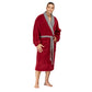 Men Bath Robe Soft Fleece Shawl Collar 2 tone Red Grey