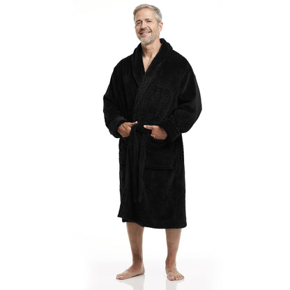 Men Bath Robe Soft Fleece Shawl Collar