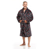 Men Bath Robe Soft Fleece Shawl Collar Hockey Motif