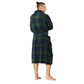 Men Bath Robe Soft Fleece Shawl Plaid Green