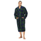 Men Bath Robe Soft Fleece Shawl Plaid Green