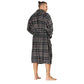 Men Bath Robe Soft Fleece Shawl Plaid Grey