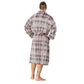 Men Bath Robe Soft Fleece Shawl Plaid Grey-Red