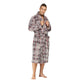 Men Bath Robe Soft Fleece Shawl Plaid Grey-Red