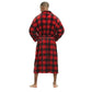 Men Bath Robe Soft Fleece Shawl Plaid Red