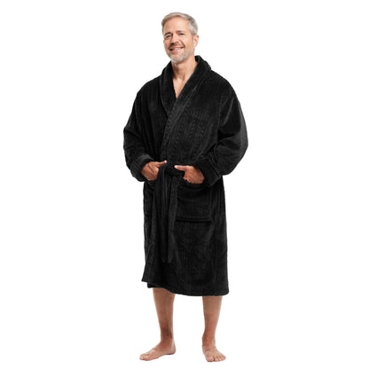 Comfort Lounge Wear Men's Roped Robe Black