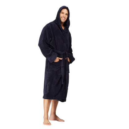 Men Hooded Bathrobe Blue