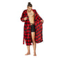Men Hooded Bathrobe Plaid Red