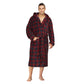 Men Hooded Bathrobe Plaid Red-Blue