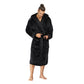 Men Hooded Bathrobe Black Ribbed