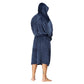 Men Hooded Bathrobe Blue Ribbed