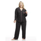 Women's Poly Suede Pajamas Long Sleeve Two-Piece Button-Down Pj Set