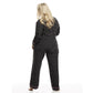 Women's Poly Suede Pajamas Long Sleeve Two-Piece Button-Down Pj Set