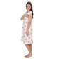 Women's Mid Calf Night Gown With Short Slit Sleeves White Floral