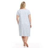 Women's Mid Calf Night Gown With Short Slit Sleeves