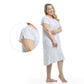 Women's Mid Calf Night Gown With Short Slit Sleeves