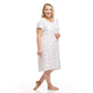 Women's Mid Calf Night Gown With Short Slit Sleeves