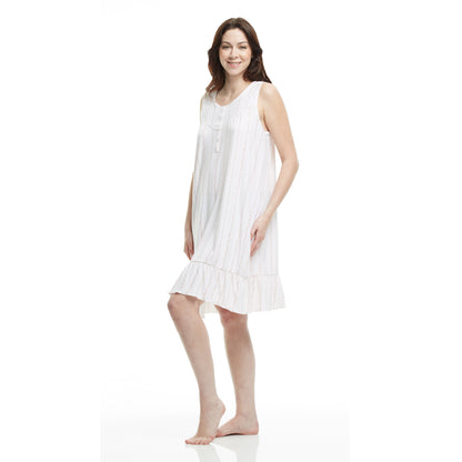 Women's Mid Calf Night Gown With Short Slit Sleeves