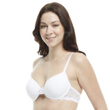 Underwire Push-Up Bra with Full Coverage and Padded Cups with Lace Wings