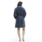 Women's Polka Dot Plush Shawl Collar Mid-Thigh Length Bath Robe