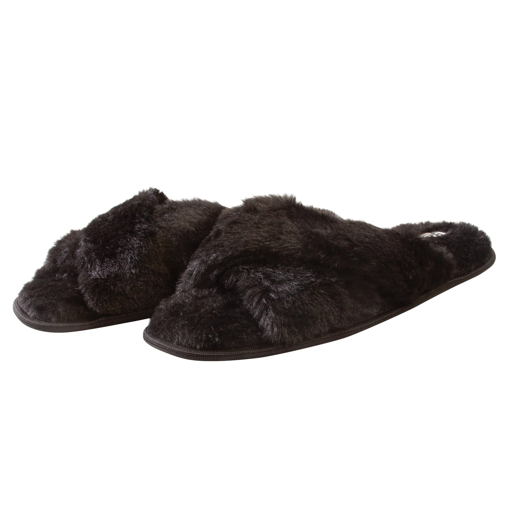 Bench Women Faux Fur Open-toe Criss Cross Band Slip-On Slippers